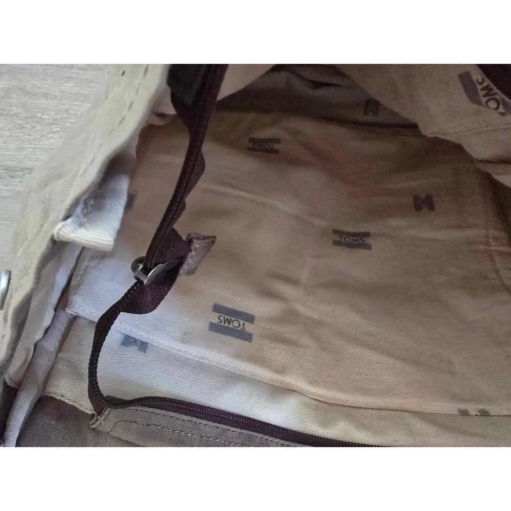 TOMS‎ Canvas Backpack Taupe Brown Buckle Flap Commuter Bag